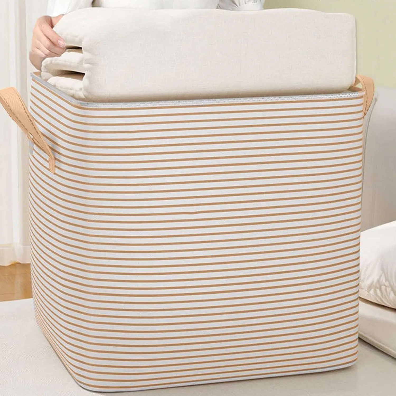 Foldable Organization and Storage with Sturdy Handle & Zipper Moving Bags Under Bed Storage Containers Clothing Storage Organizer Large Storage Bags for Blankets, Comforter, Bedding, Closet