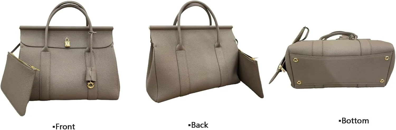 Genuine Leather Tote Bag for Women, Top Handle Handbag, Elegant Lychee Print Shoulder Bag, Fashion Vintage Satchels.