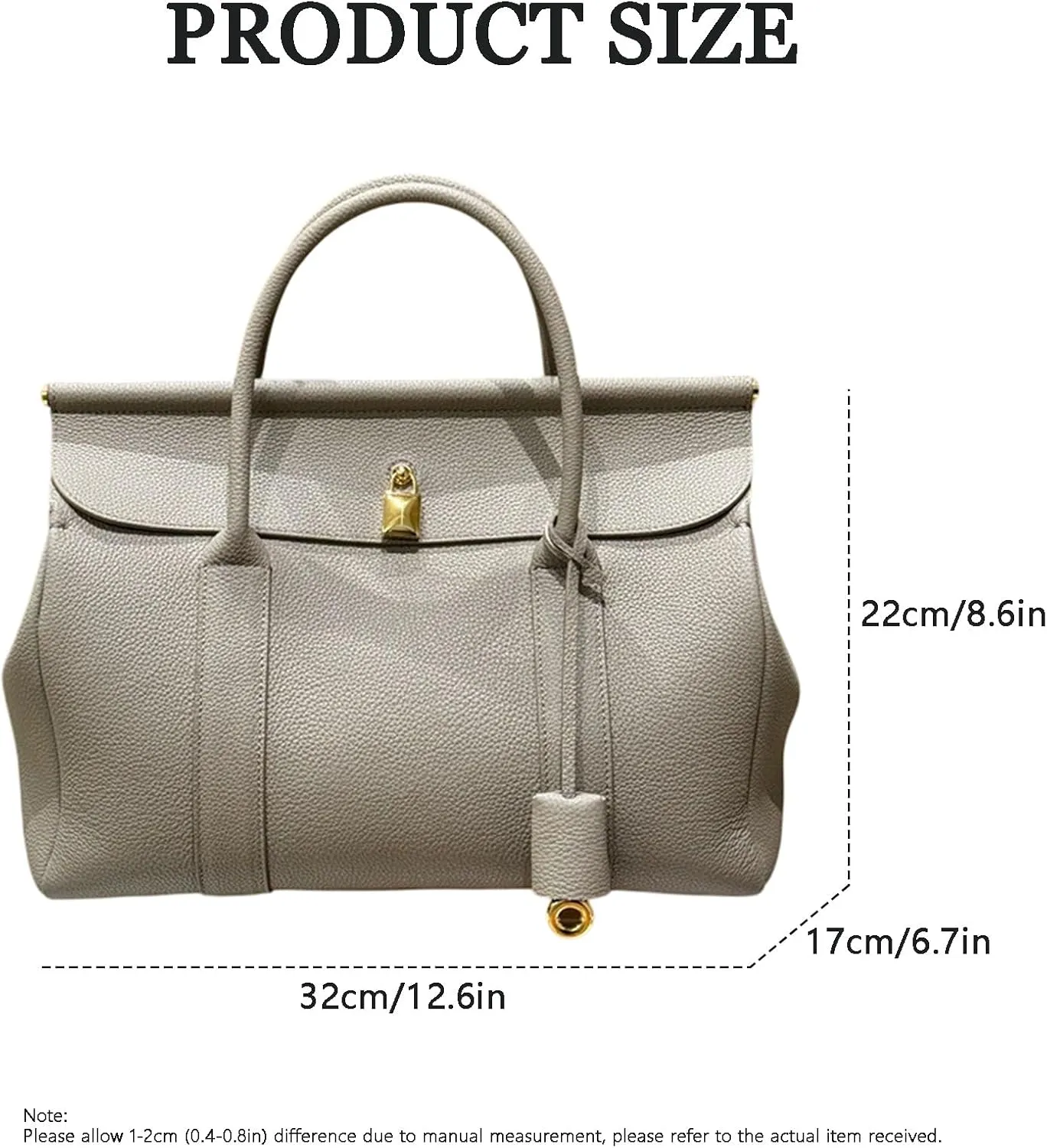 Genuine Leather Tote Bag for Women, Top Handle Handbag, Elegant Lychee Print Shoulder Bag, Fashion Vintage Satchels.