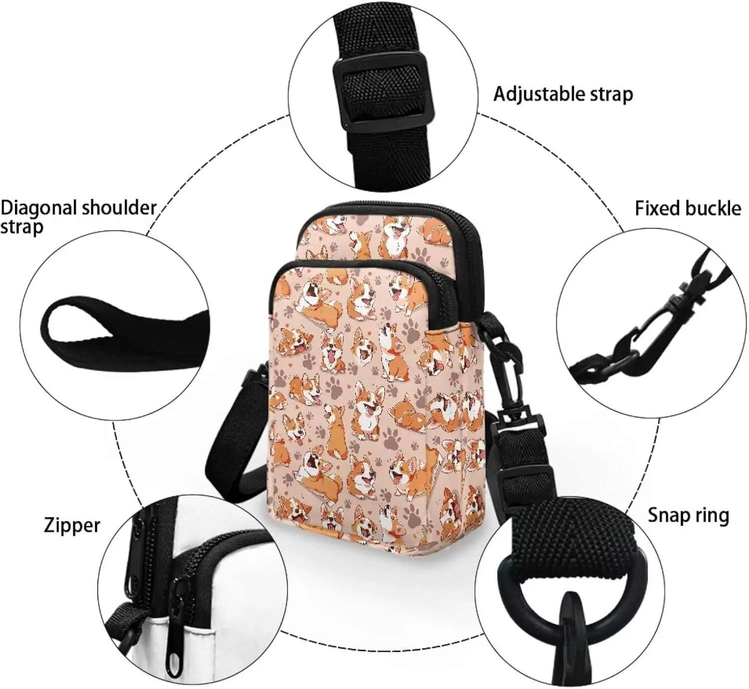 Girls Crossbody Shoulder Bag Messenger Bags Wallet Phone Waist Pouch for Men Women