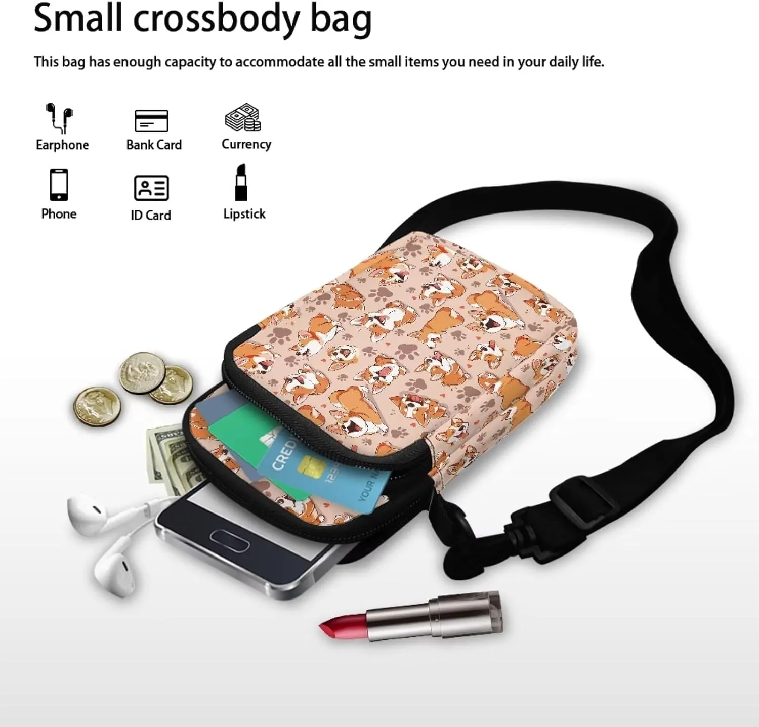 Girls Crossbody Shoulder Bag Messenger Bags Wallet Phone Waist Pouch for Men Women