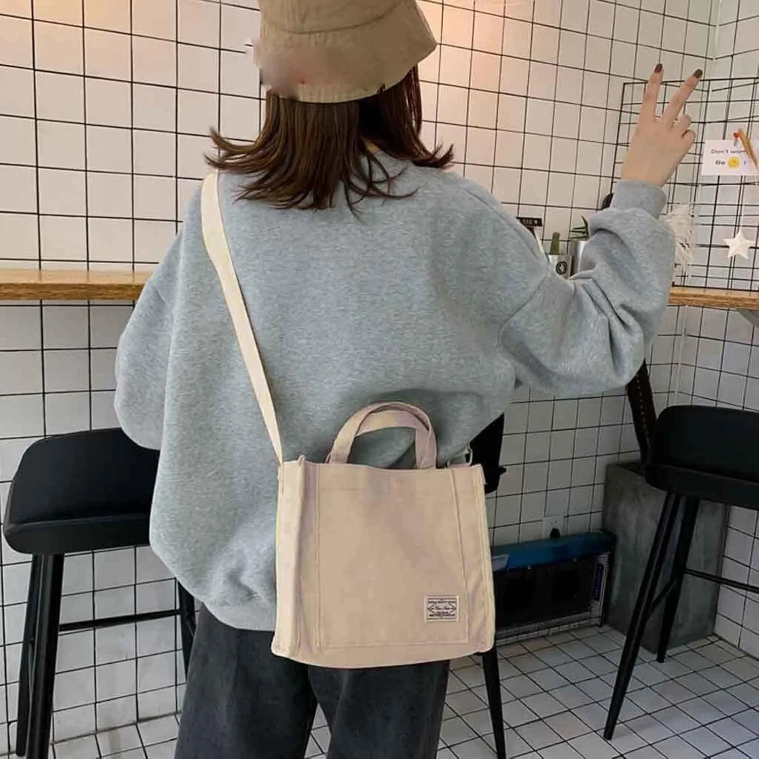 Girls' Polyester New Small Square Bag Korean Fashion Portable One Shoulder Drawstring Crossbod Bag Small Shoulder