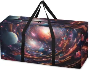 Glitter Galaxy Extra Large Moving Bags Heavy Duty Storage Bags Fantastic Galaxy Cloth Wrap Around Handles Double Zipper Reusable Convenient Foldable Storage Tote for Travel Camping Space Save