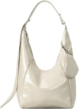 Glossy Vegan Leather Shoulder Bag for Women Large Y2k Crossbody Tote Purses Bucket Handbags Trendy Satchels 2025