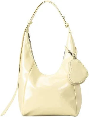 Glossy Vegan Leather Shoulder Bag for Women Large Y2k Crossbody Tote Purses Bucket Handbags Trendy Satchels 2025