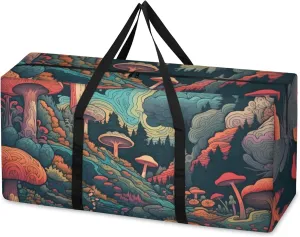 Glowing Mushrooms Extra Large Moving Bags Heavy Duty Storage Bags Artistic Mushrooms Cloth Wrap Around Handles Double Zipper Reusable Convenient Foldable Storage Tote for Travel Camping Space Save