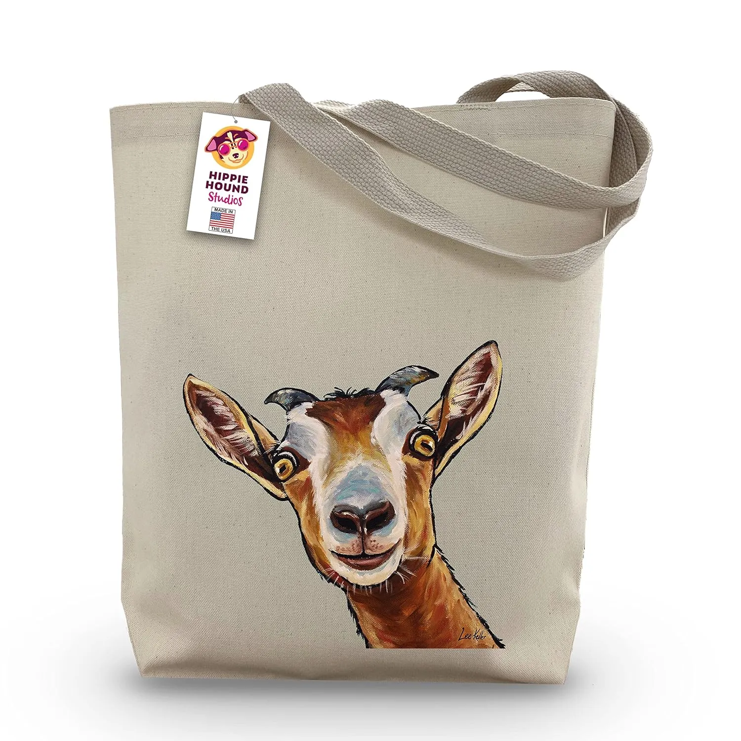 Goat Tote Bag 'Dub'- Gifts For Mom - Goat Lover Gift - Goat Gifts For Women -Handmade Totes - Hippie Hound Studios Canvas Totes - Cute Goat Reusable Shopping Bag - Grocery Bag - Beach Bag