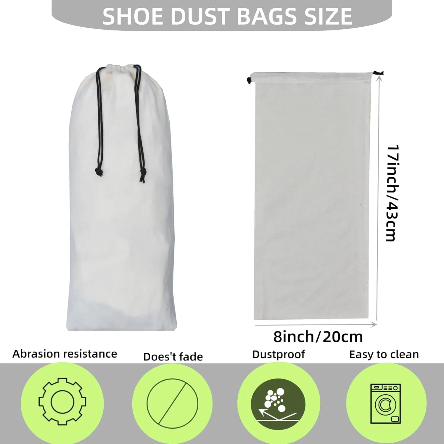 GONGKANGYUAN 4 Pack Shoe Bags for Travel Flannel Single Shoe Pouch with Drawstring for Men Women Travel Protecting Storing Shoes