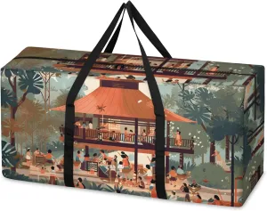 Graffiti City Extra Large Moving Bags Heavy Duty Storage Bags Abstract City Cloth Wrap Around Handles Double Zipper Reusable Convenient Foldable Storage Tote for Travel Camping Space Save