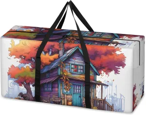 Graffiti City Extra Large Moving Bags Heavy Duty Storage Bags Watercolor City Cloth Wrap Around Handles Double Zipper Reusable Convenient Foldable Storage Tote for Travel Camping Space Save