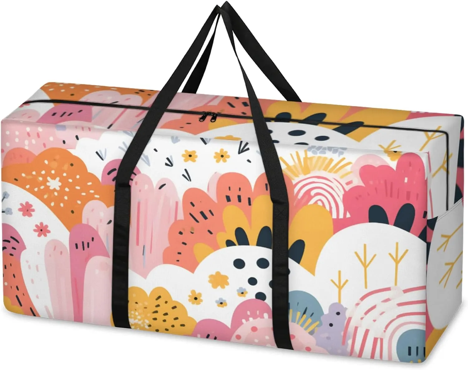Graffiti Extra Large Moving Bags Heavy Duty Storage Bags Gothic Geometry Cloth Wrap Around Handles Double Zipper Reusable Convenient Foldable Storage Tote for Travel Camping Space Save