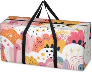 Graffiti Extra Large Moving Bags Heavy Duty Storage Bags Gothic Geometry Cloth Wrap Around Handles Double Zipper Reusable Convenient Foldable Storage Tote for Travel Camping Space Save
