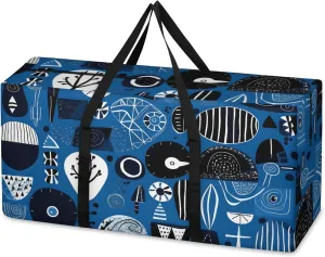 Graffiti Extra Large Moving Bags Heavy Duty Storage Bags Modern Geometry Cloth Wrap Around Handles Double Zipper Reusable Convenient Foldable Storage Tote for Travel Camping Space Save