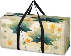 Graffiti Maple Leaves Extra Large Moving Bags Heavy Duty Storage Bags Abstract Leaves Cloth Wrap Around Handles Double Zipper Reusable Convenient Foldable Storage Tote for Travel Camping Space Save