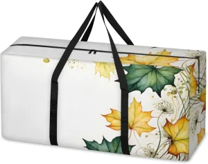 Graffiti Maple Leaves Extra Large Moving Bags Heavy Duty Storage Bags Autumn Leaves Cloth Wrap Around Handles Double Zipper Reusable Convenient Foldable Storage Tote for Travel Camping Space Save