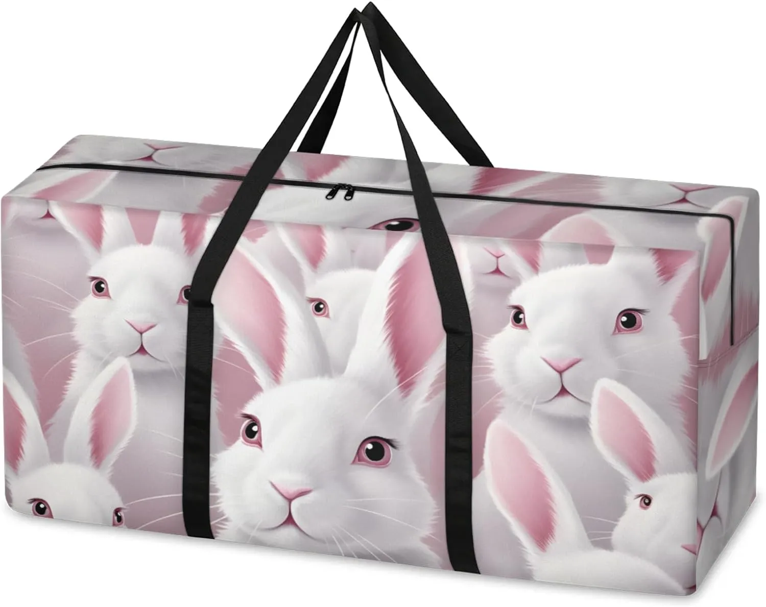 Graffiti Rabbit Extra Large Moving Bags Heavy Duty Storage Bags Cloth Wrap Around Handles Double Zipper Reusable Convenient Foldable Storage Tote for Travel Camping Space Save