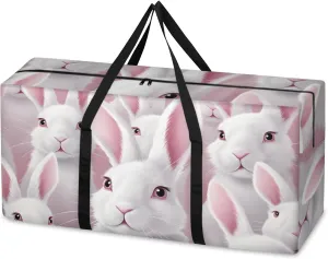 Graffiti Rabbit Extra Large Moving Bags Heavy Duty Storage Bags Cloth Wrap Around Handles Double Zipper Reusable Convenient Foldable Storage Tote for Travel Camping Space Save