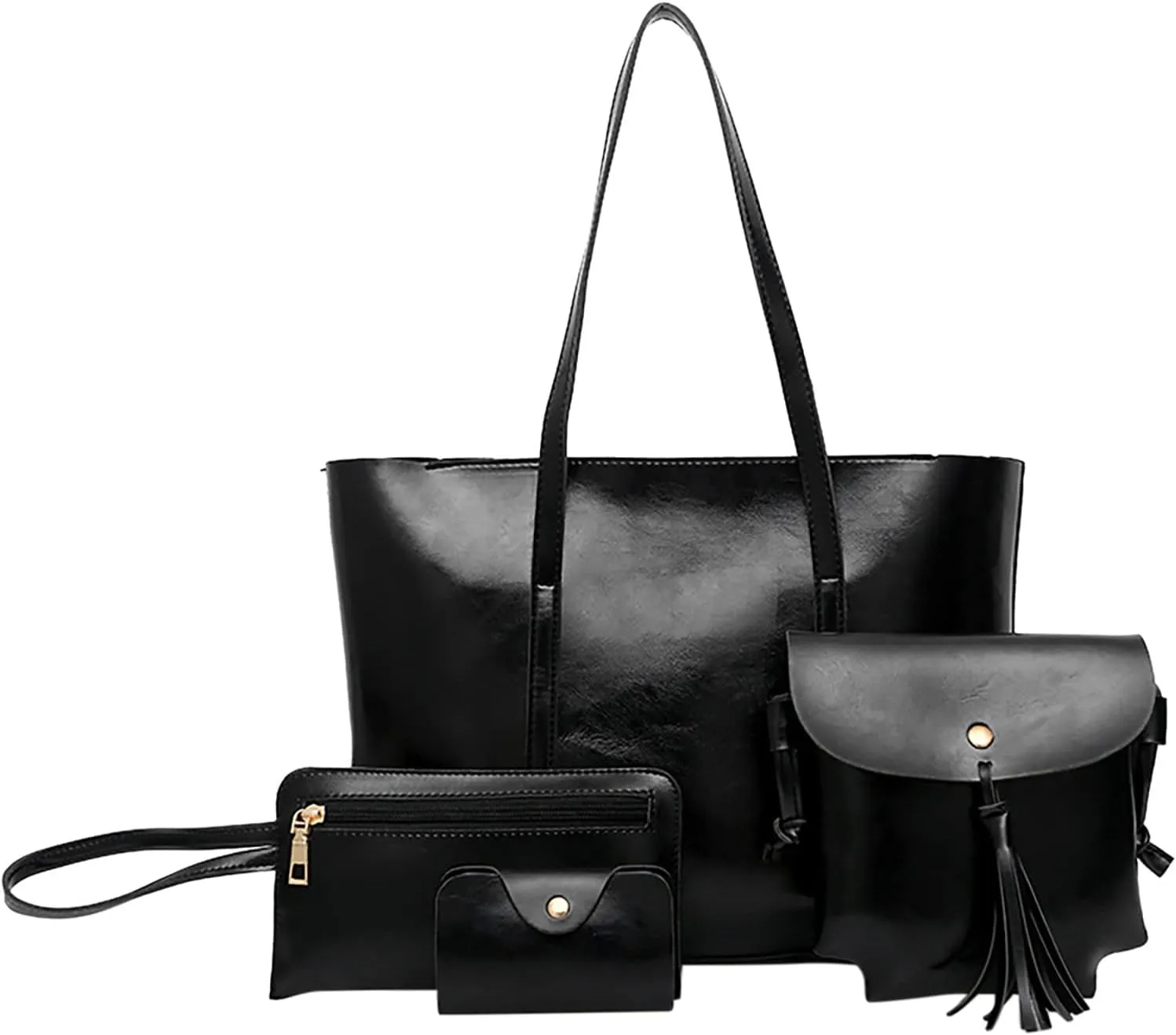 Halloween Tote Bag 4 Packet Leather Solid Color Handbags Shoulder Bags Crossbody Hobo Bags Card Purse Work Travel Essential H