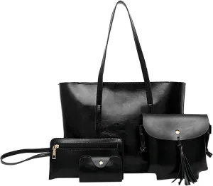 Halloween Tote Bag 4 Packet Leather Solid Color Handbags Shoulder Bags Crossbody Hobo Bags Card Purse Work Travel Essential H