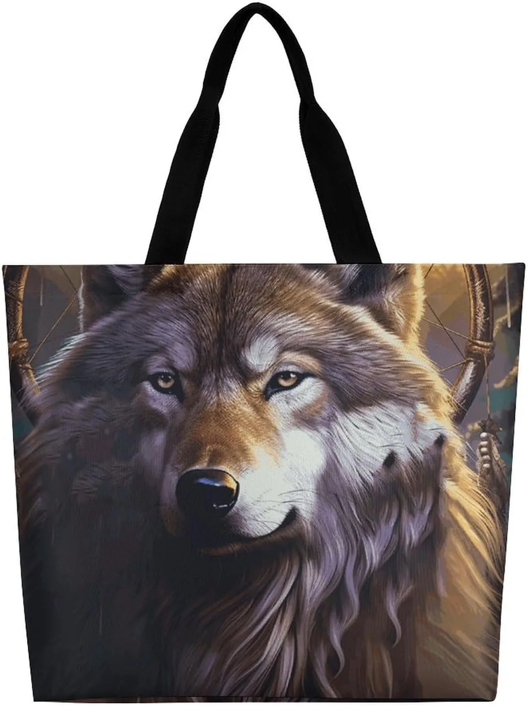 Hand Drawn Groundhog Beach Bag Reusable Tote Bag Foldable Grocery Bags Women Shopping Bags for Daily Essentials