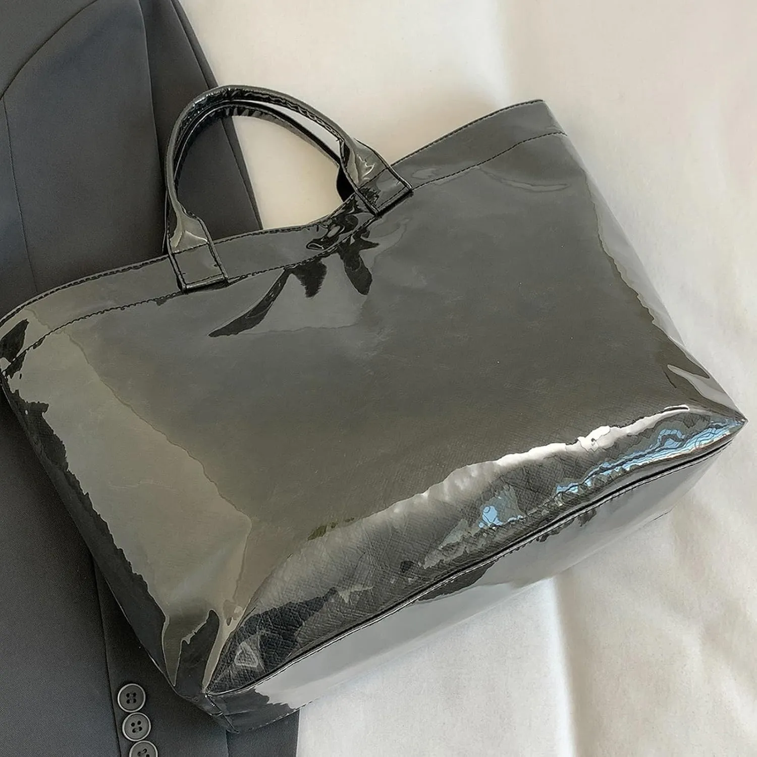 Handbag for Women Large Kraft Paper Letters Print Tote Bag Carry All Bag Top Handle Clear Hobo PVC Women's Tote Bag