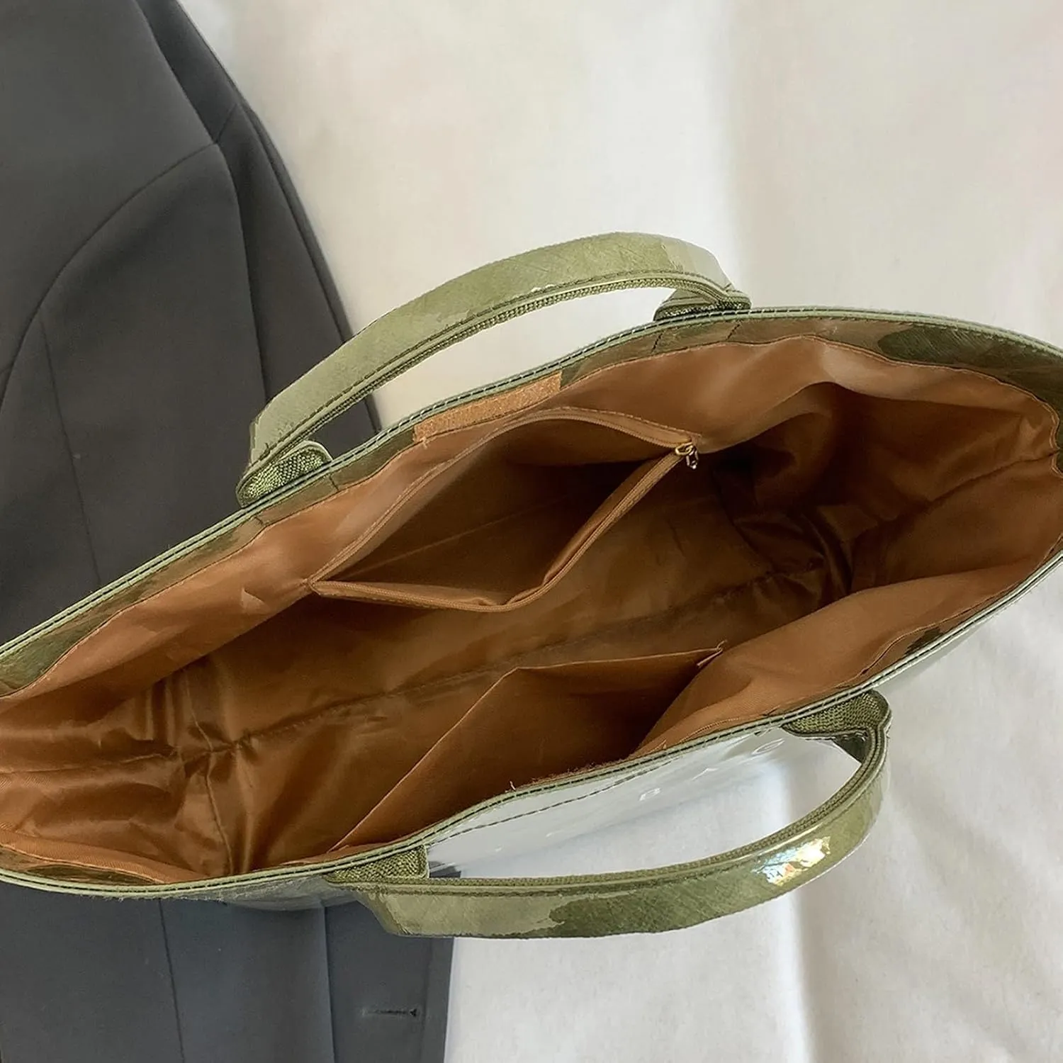 Handbag for Women Large Kraft Paper Letters Print Tote Bag Carry All Bag Top Handle Clear Hobo PVC Women's Tote Bag
