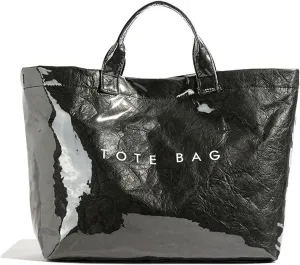 Handbag for Women Large Kraft Paper Letters Print Tote Bag Carry All Bag Top Handle Clear Hobo PVC Women's Tote Bag