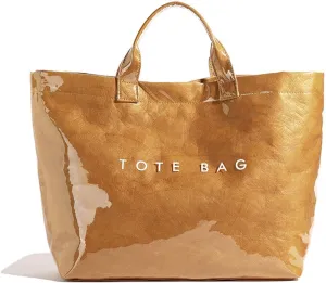 Handbag for Women Large Kraft Paper Letters Print Tote Bag Carry All Bag Top Handle Clear Hobo PVC Women's Tote Bag