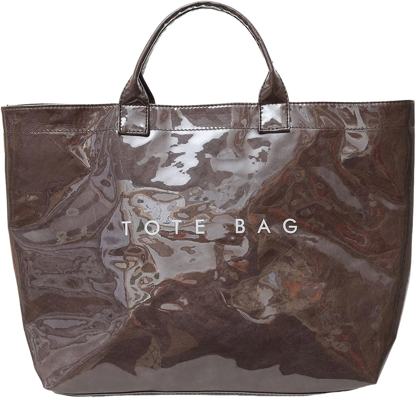 Handbag for Women Large Kraft Paper Letters Print Tote Bag Carry All Bag Top Handle Clear Hobo PVC Women's Tote Bag