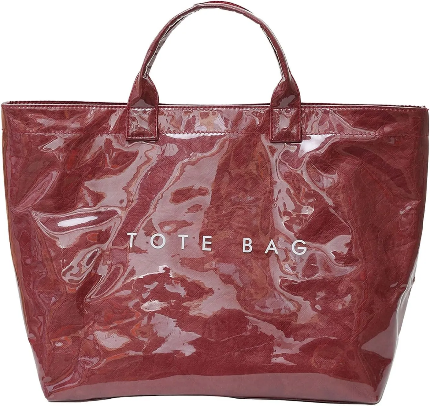 Handbag for Women Large Kraft Paper Letters Print Tote Bag Carry All Bag Top Handle Clear Hobo PVC Women's Tote Bag