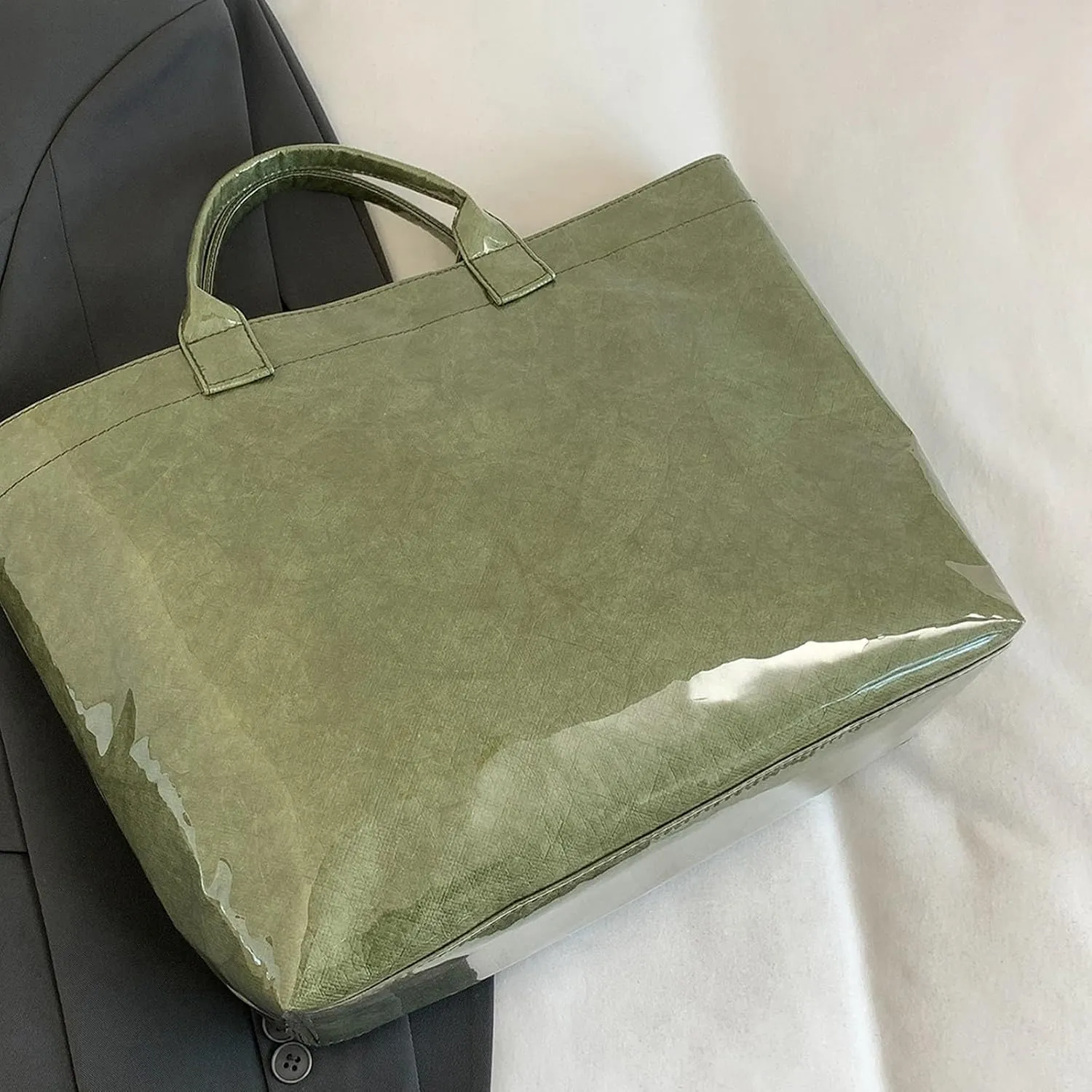 Handbag for Women Large Kraft Paper Letters Print Tote Bag Carry All Bag Top Handle Clear Hobo PVC Women's Tote Bag