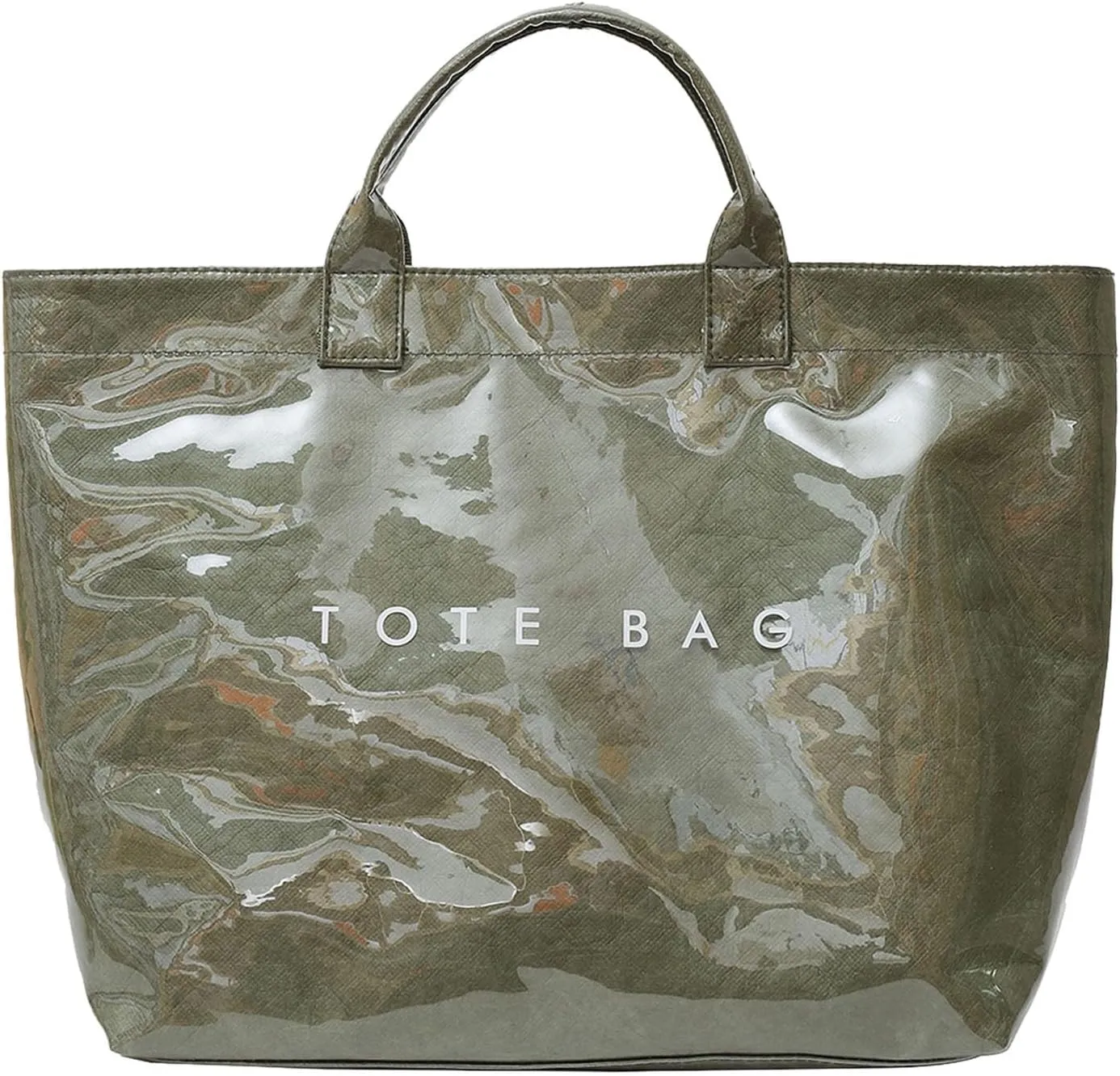Handbag for Women Large Kraft Paper Letters Print Tote Bag Carry All Bag Top Handle Clear Hobo PVC Women's Tote Bag