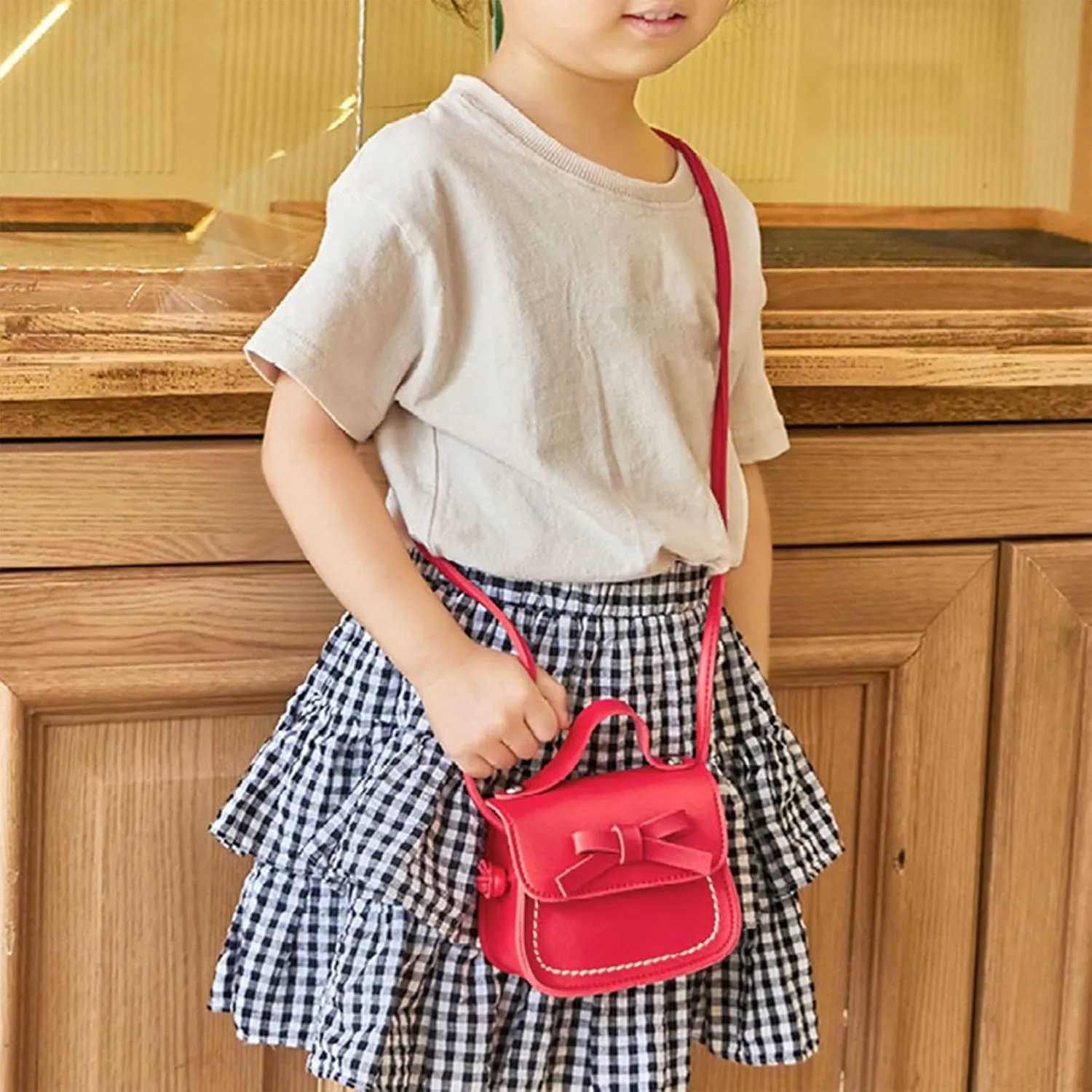 Handbag Under the Arm Purses Little Girl's Leather Shoulder Bag For Girls One Shoulder Bag Solid Color Mini