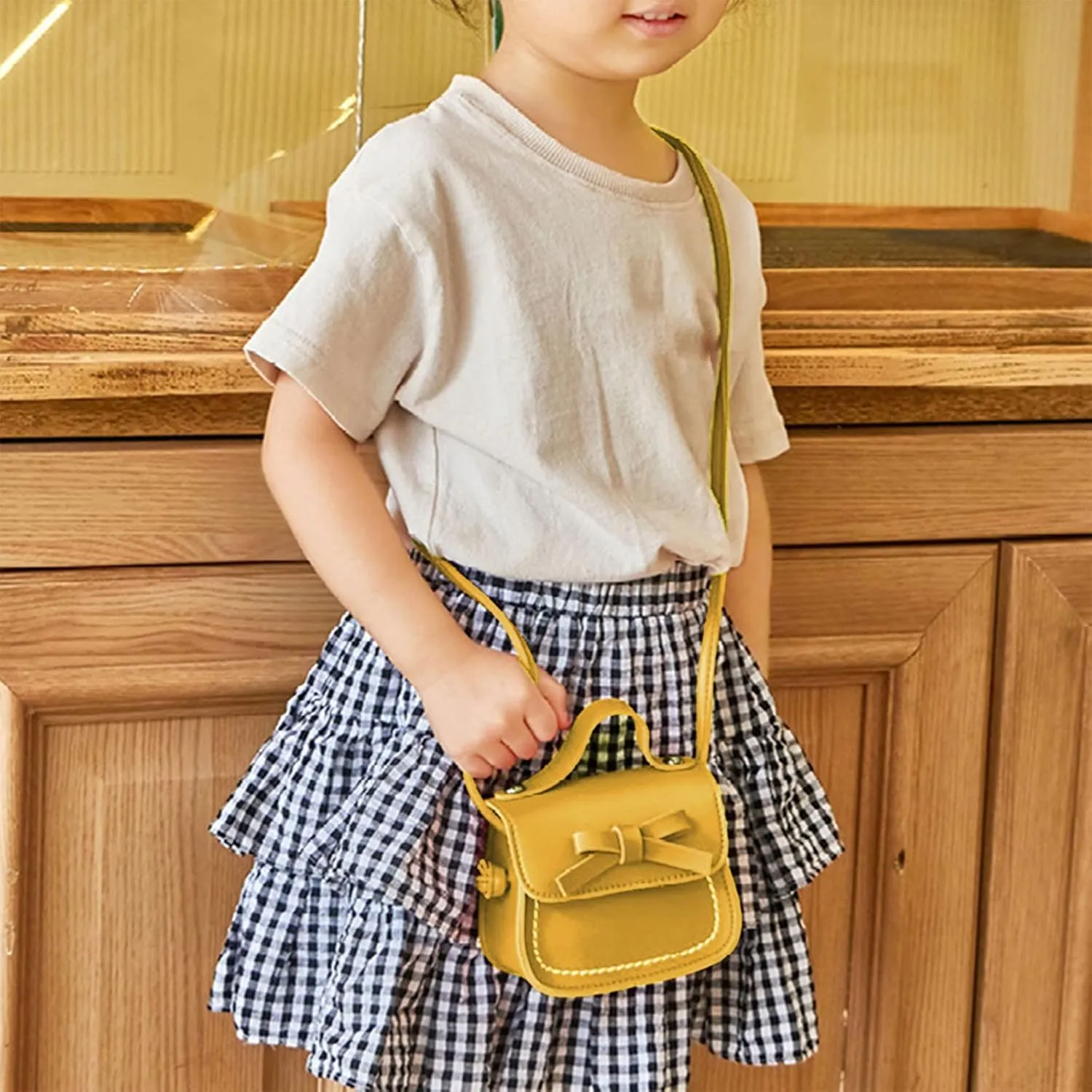 Handbag Under the Arm Purses Little Girl's Leather Shoulder Bag For Girls One Shoulder Bag Solid Color Mini