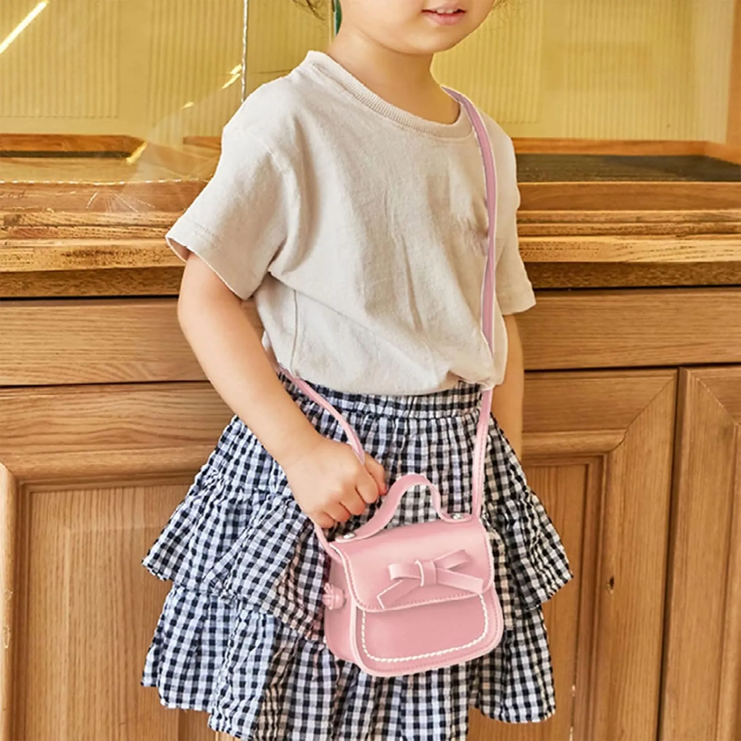 Handbag Under the Arm Purses Little Girl's Leather Shoulder Bag For Girls One Shoulder Bag Solid Color Mini