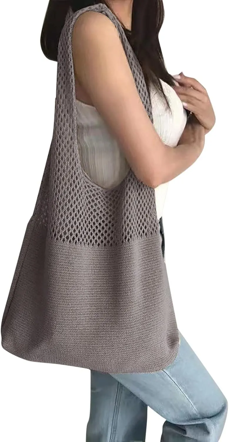 Handbag Under the Arm Purses Women's Spring/Summer Portable Retro Hollow Knitted Handheld One Shoulder Vest Bag