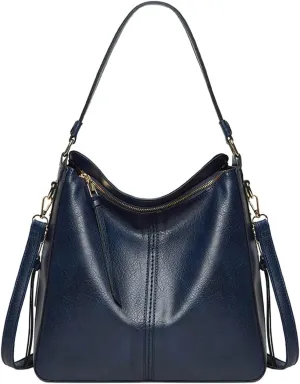 Handbags For Women Large Designer Ladies Bag Bucket Purse Faux Leather Purse Names Bags (Blue, One Size)