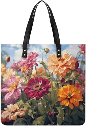 Handbags for WomenColorful Spring Summer FlowerTrendy Vegan Leather Hobo Handbags,Women's Soft Bucket Bag For Women - Ladies Handbags For Work, Travel, Casual Use,Birthday Gifts