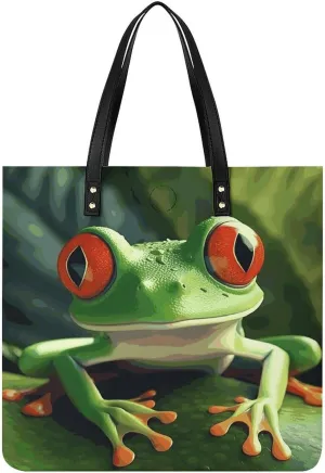 Handbags for WomenCute FrogTrendy Vegan Leather Hobo Handbags,Women's Soft Bucket Bag For Women - Ladies Handbags For Work, Travel, Casual Use,Birthday Gifts