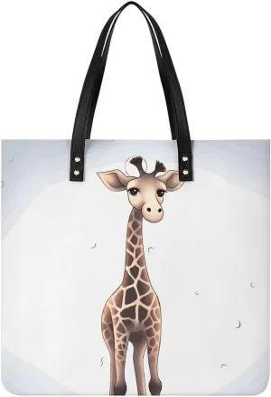 Handbags for WomenCute GiraffeTrendy Vegan Leather Hobo Handbags,Women's Soft Bucket Bag For Women - Ladies Handbags For Work, Travel, Casual Use,Birthday Gifts