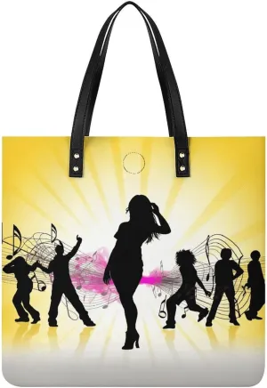 Handbags for WomenDance Music SilhouetteTrendy Vegan Leather Hobo Handbags,Women's Soft Bucket Bag For Women - Ladies Handbags For Work, Travel, Casual Use,Birthday Gifts