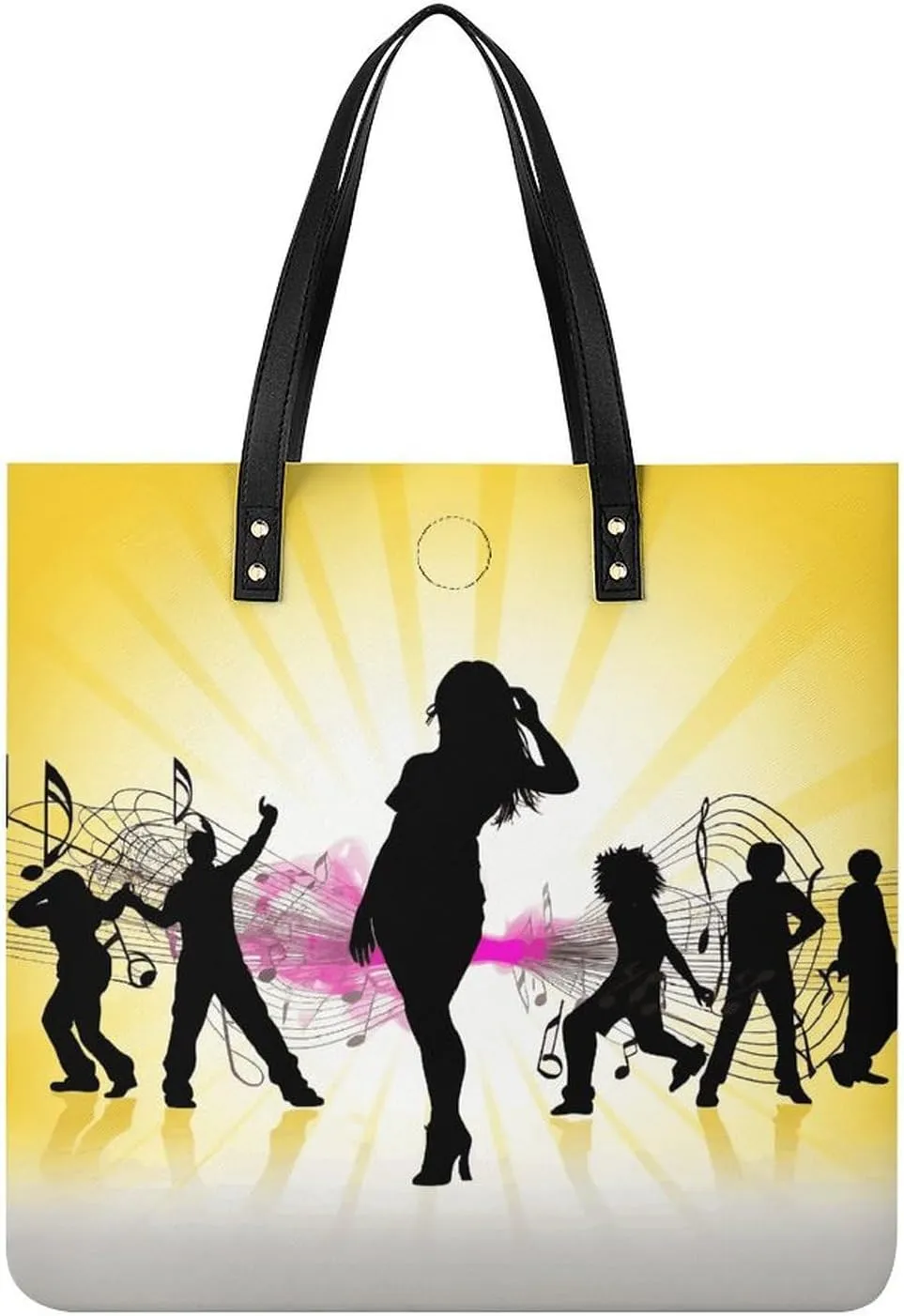 Handbags for WomenDance Music SilhouetteTrendy Vegan Leather Hobo Handbags,Women's Soft Bucket Bag For Women - Ladies Handbags For Work, Travel, Casual Use,Birthday Gifts
