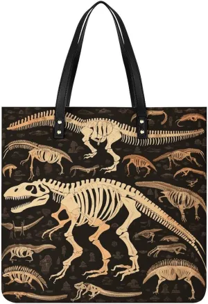 Handbags for WomenDinosaur Skeleton PrintTrendy Vegan Leather Hobo Handbags,Women's Soft Bucket Bag For Women - Ladies Handbags For Work, Travel, Casual Use,Birthday Gifts