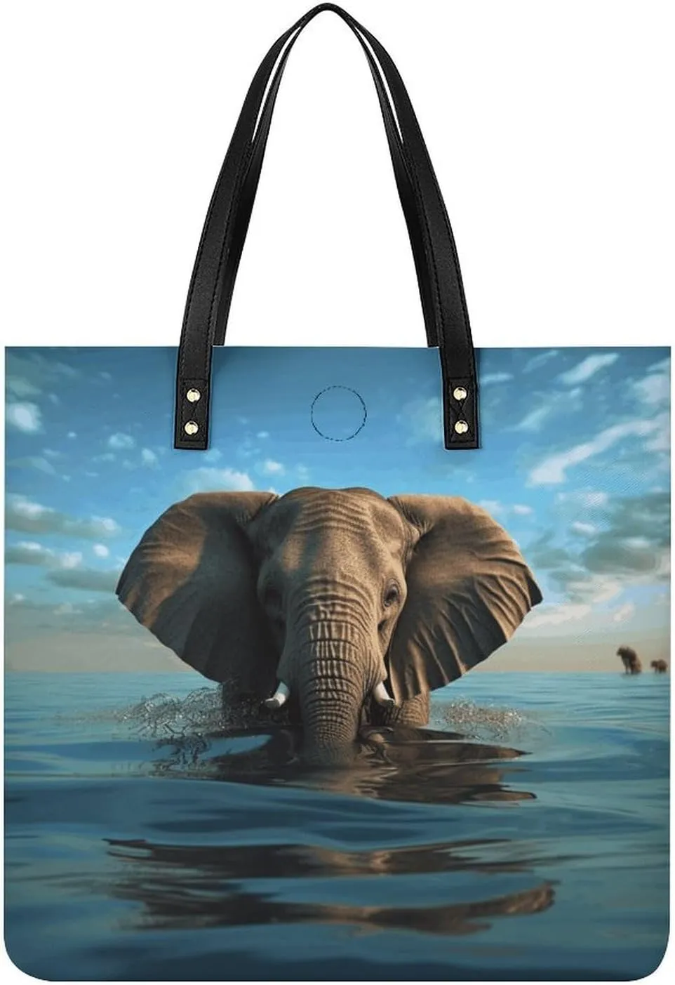 Handbags for WomenElephant Is Sitting in The WaterTrendy Vegan Leather Hobo Handbags,Women's Soft Bucket Bag For Women - Ladies Handbags For Work, Travel, Casual Use,Birthday Gifts