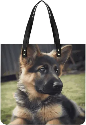 Handbags for WomenGerman Shepherd PuppyTrendy Vegan Leather Hobo Handbags,Women's Soft Bucket Bag For Women - Ladies Handbags For Work, Travel, Casual Use,Birthday Gifts