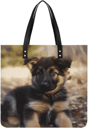 Handbags for WomenGerman Shepherd PuppyTrendy Vegan Leather Hobo Handbags,Women's Soft Bucket Bag For Women - Ladies Handbags For Work, Travel, Casual Use,Birthday Gifts