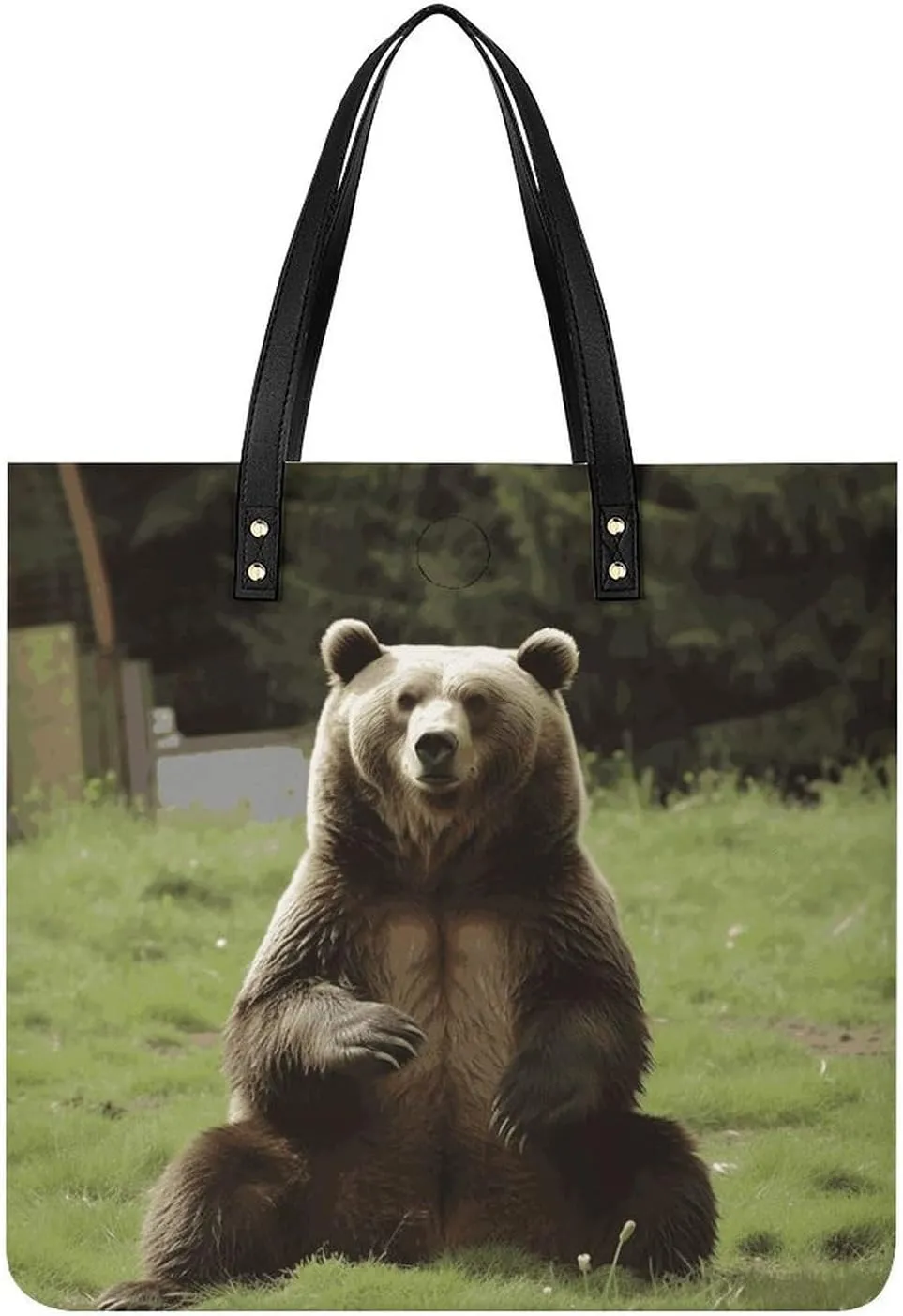 Handbags for WomenHi Bear Sit on The LawnTrendy Vegan Leather Hobo Handbags,Women's Soft Bucket Bag For Women - Ladies Handbags For Work, Travel, Casual Use,Birthday Gifts
