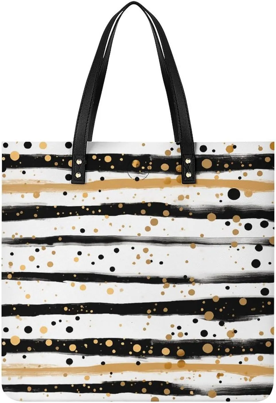 Handbags for WomenInk And Gold Dot StripesTrendy Vegan Leather Hobo Handbags,Women's Soft Bucket Bag For Women - Ladies Handbags For Work, Travel, Casual Use,Birthday Gifts