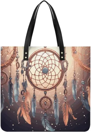Handbags for WomenNative American Dream CatcherTrendy Vegan Leather Hobo Handbags,Women's Soft Bucket Bag For Women - Ladies Handbags For Work, Travel, Casual Use,Birthday Gifts