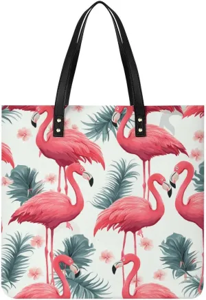 Handbags for WomenPink Flamingo PatternTrendy Vegan Leather Hobo Handbags,Women's Soft Bucket Bag For Women - Ladies Handbags For Work, Travel, Casual Use,Birthday Gifts